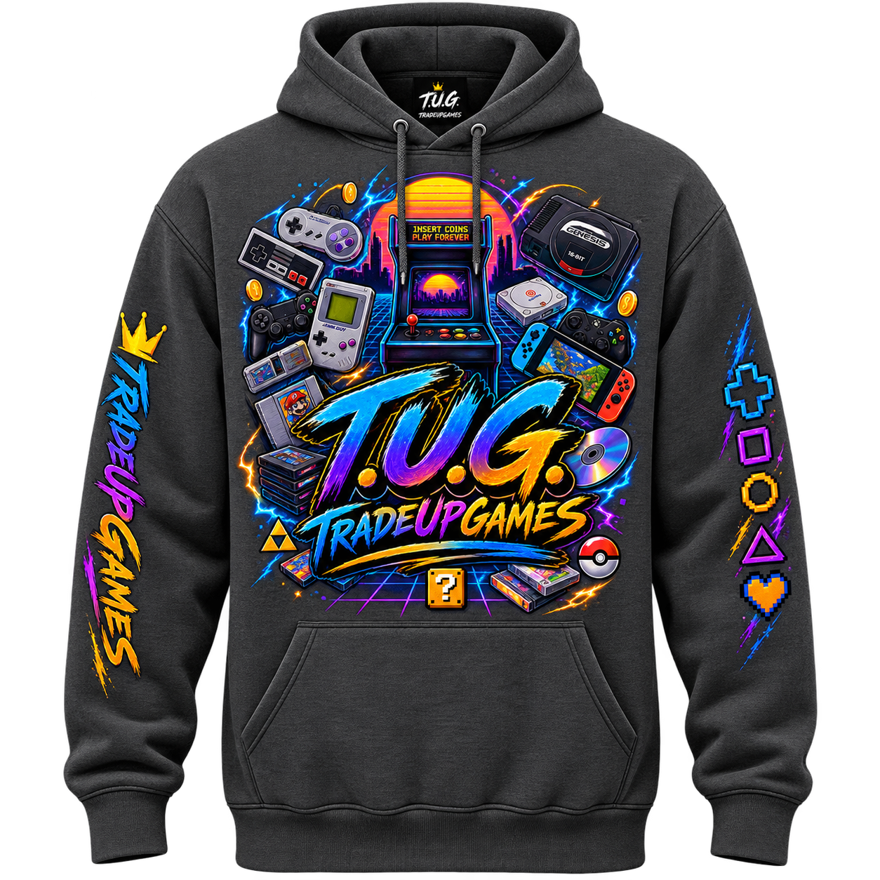 Charcoal Retro T.U.G. Pullover Hoodie