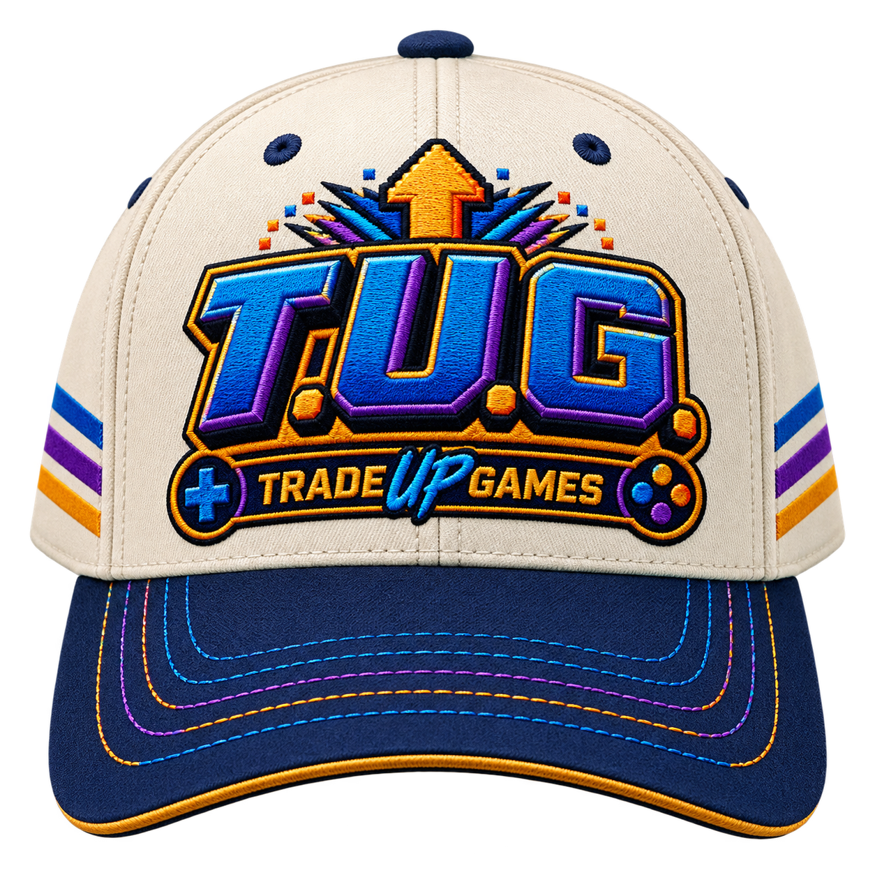 Cream & Navy Retro T.U.G. Cap
