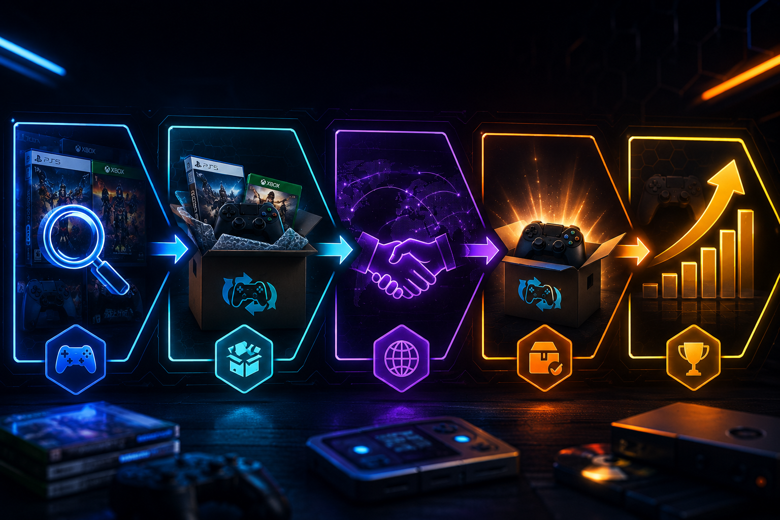 How TradeUpGames Works — five-step trade process