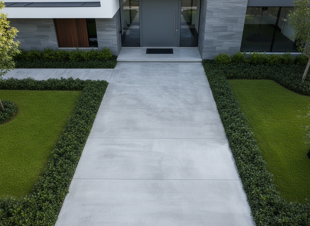 Pristine pressure-washed driveway