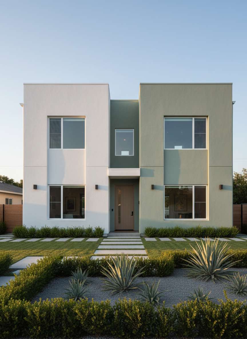 Freshly painted modern home exterior