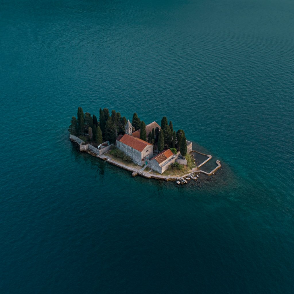 Sveti Stefan bird eye