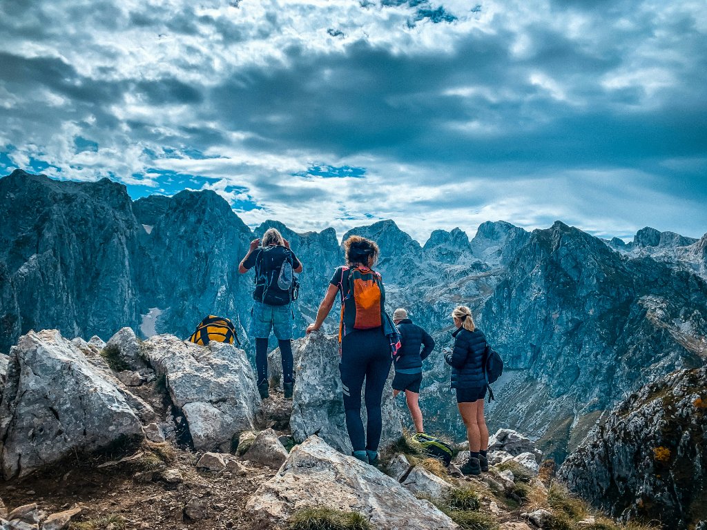 Solo hiker mountain valley