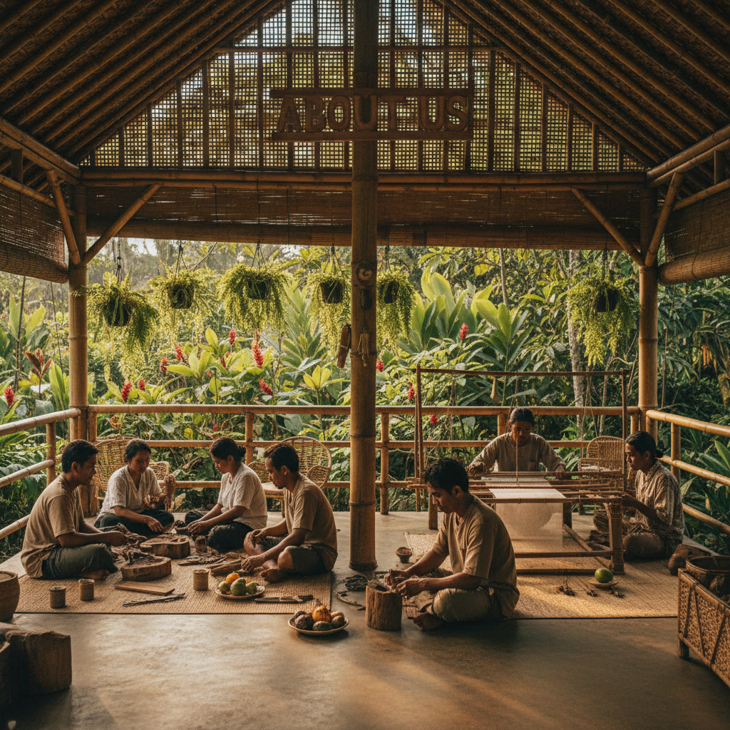 Open timber pavilion with hanging plants