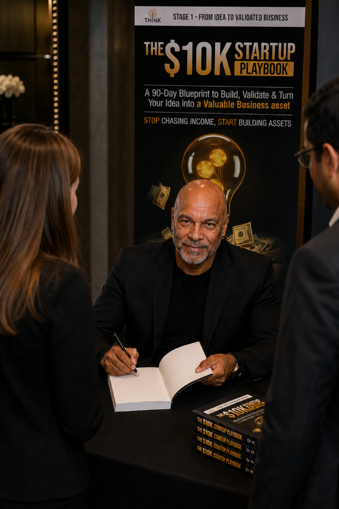 Dr M signing copies of THINK IP