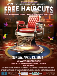 Free Haircuts for Altadena/Pasadena Fire Victims — Event Flyer