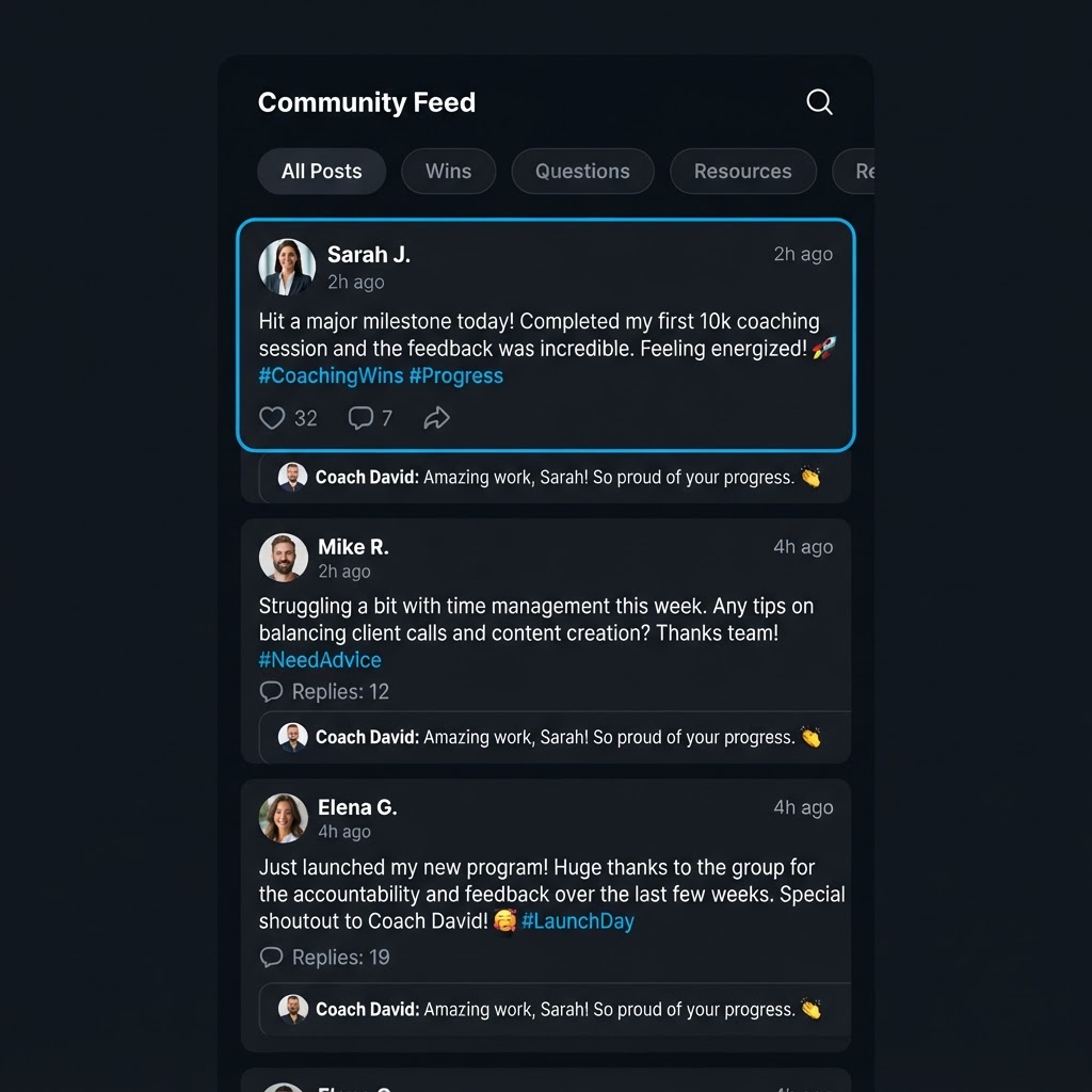 Member conversation screen in the Pocket Coach app