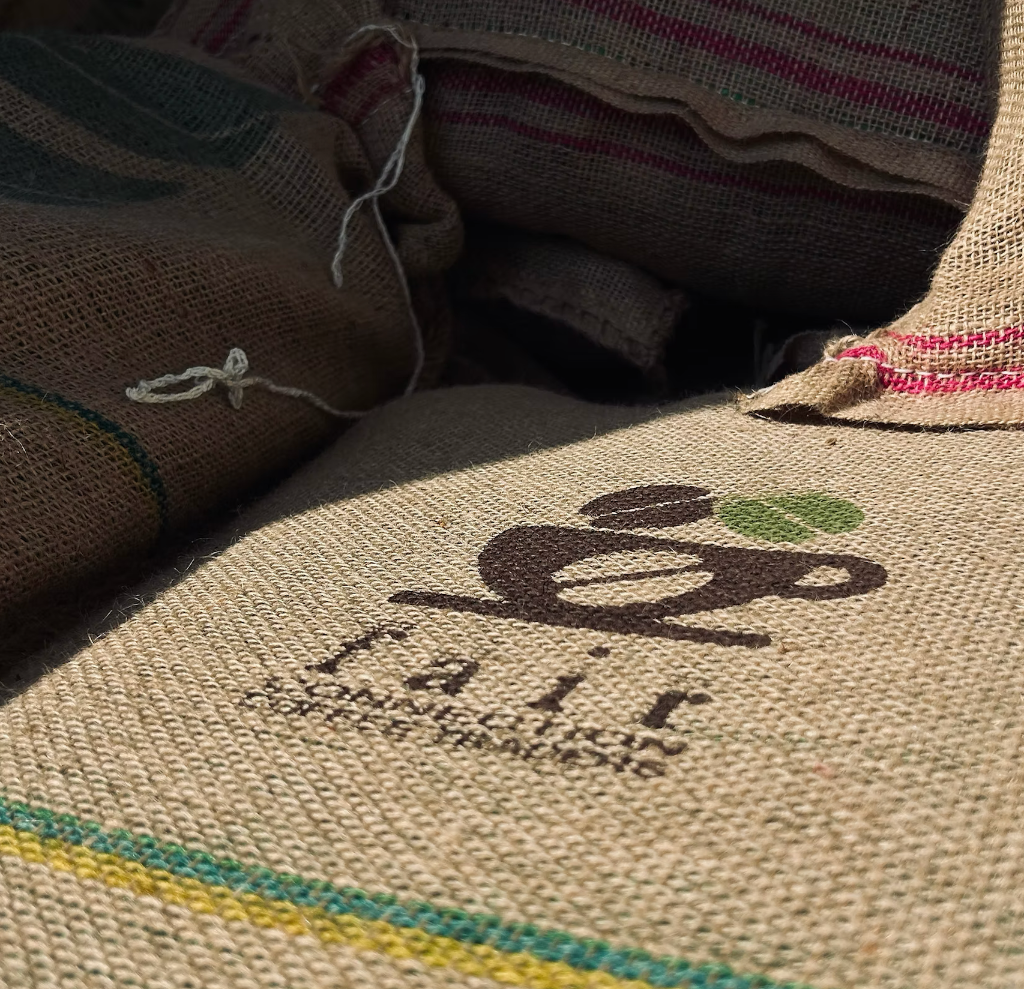 Fair Connection branded coffee sacks