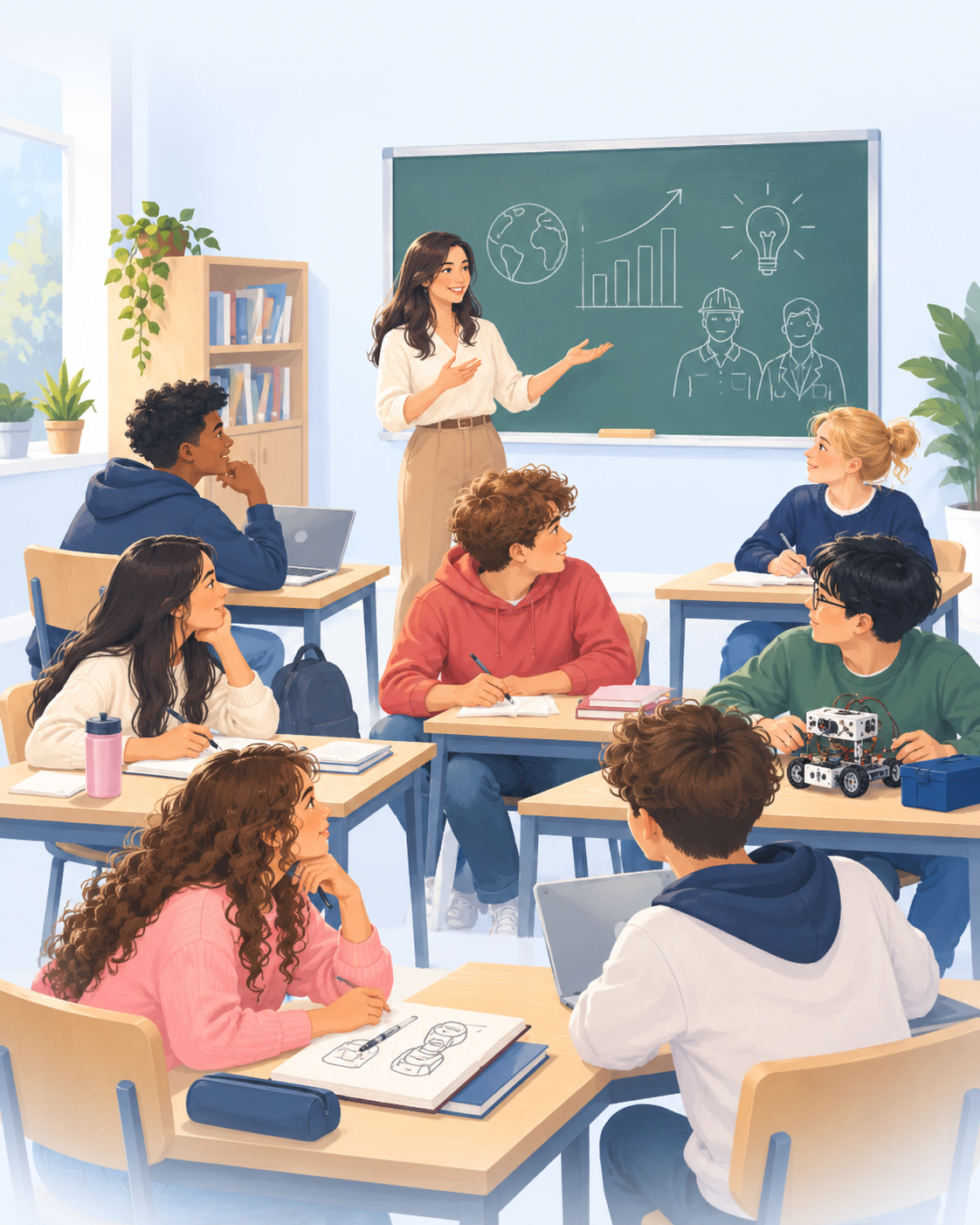 Students and a practitioner in a classroom