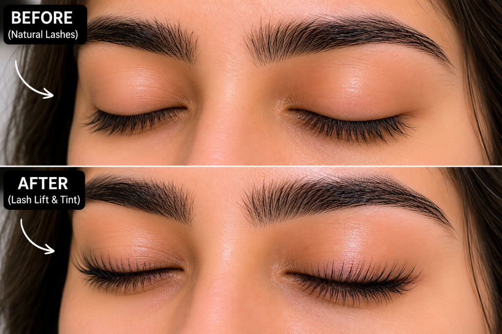 Lash Lift & Tint before and after