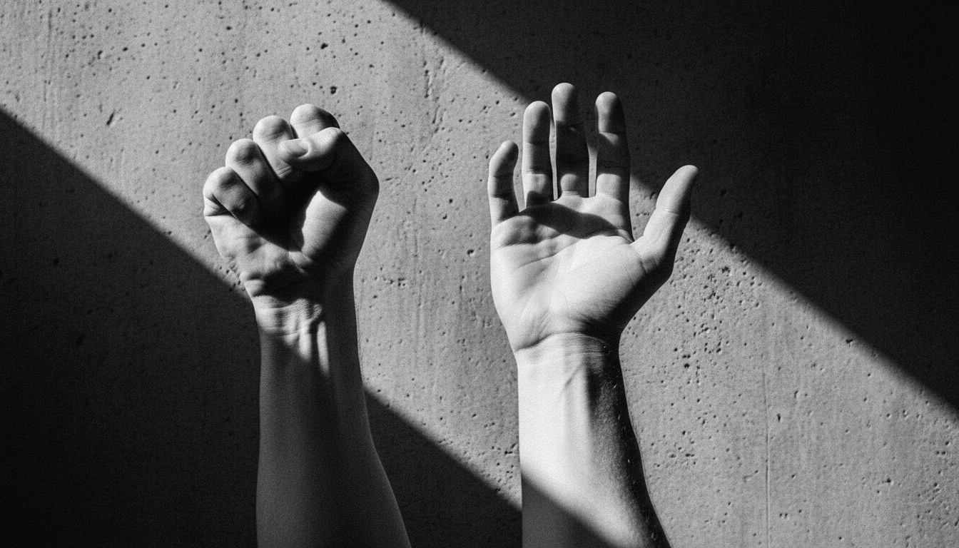 Human hands representing emotional control