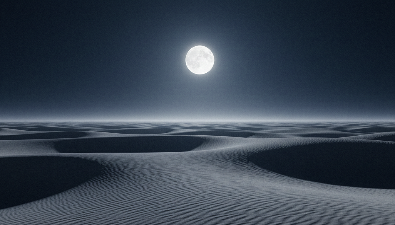 Desert landscape under moonlight