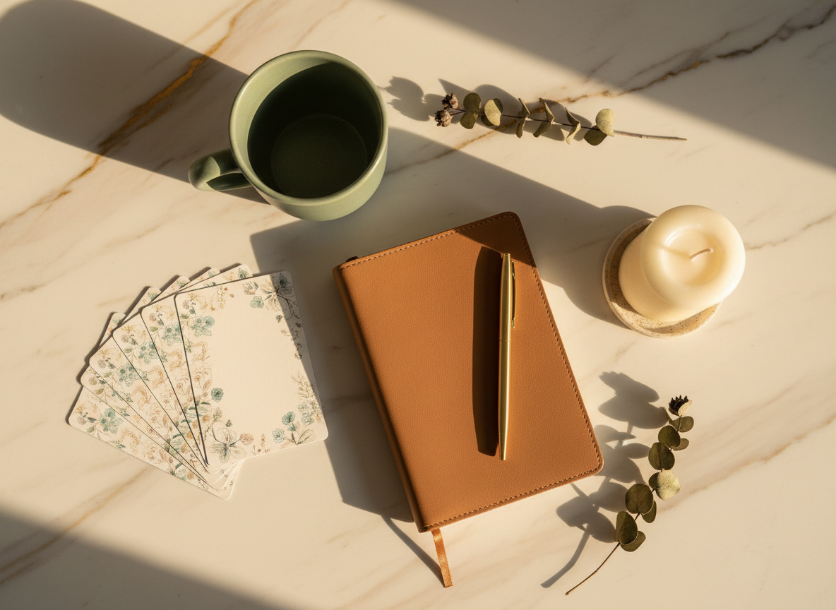 Wellness products flat lay