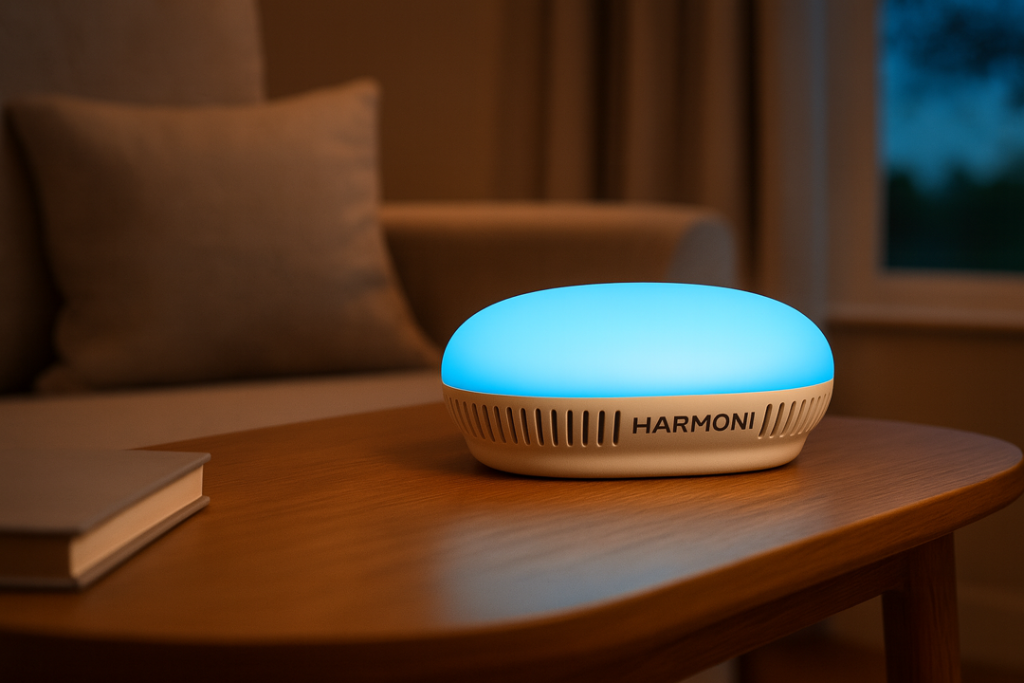 Harmoni device on a coffee table
