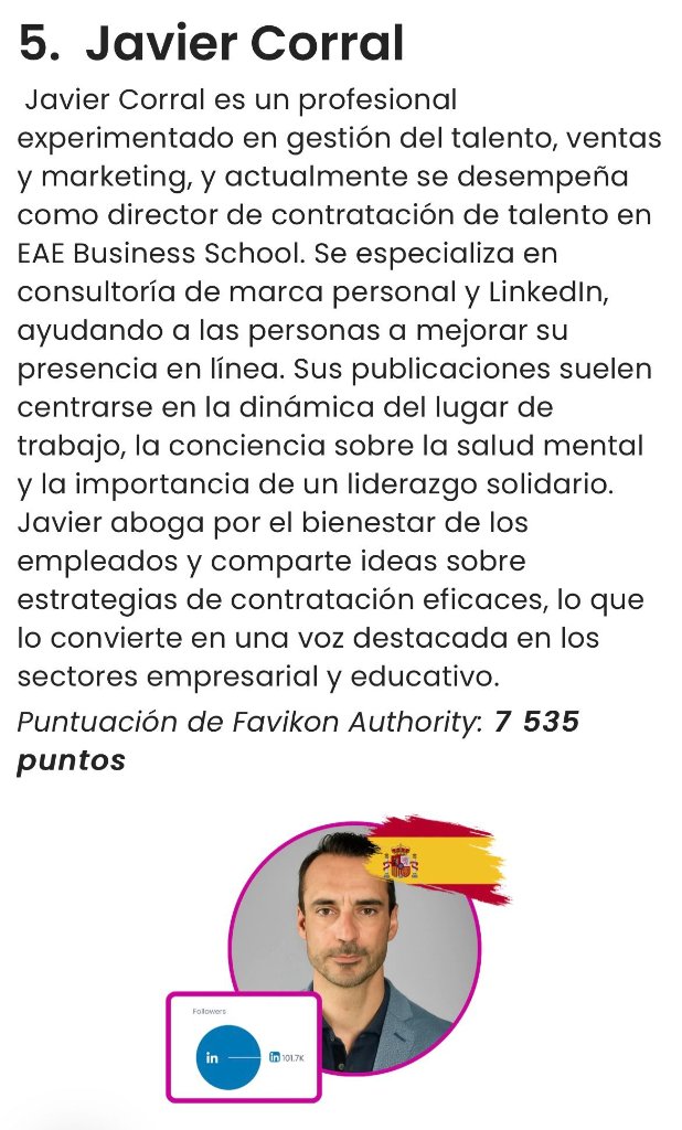 Javier Corral — Favikon #5 ranking LinkedIn España