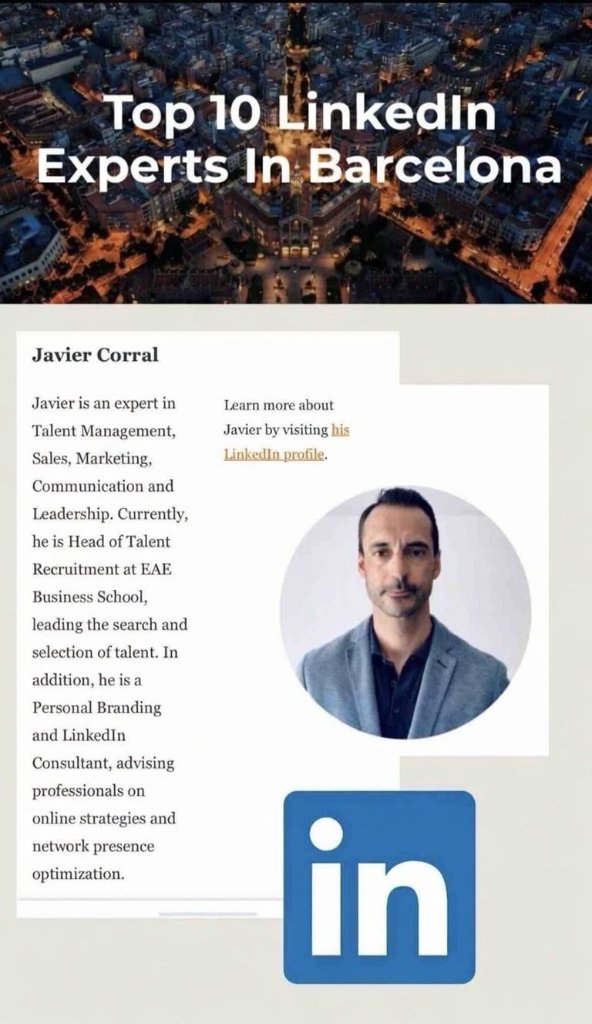 Top 10 LinkedIn Experts in Barcelona — Javier Corral