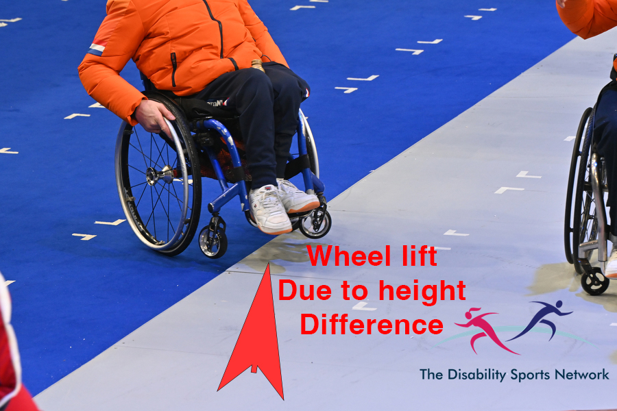 Wheel lift due to height difference at closing ceremony
