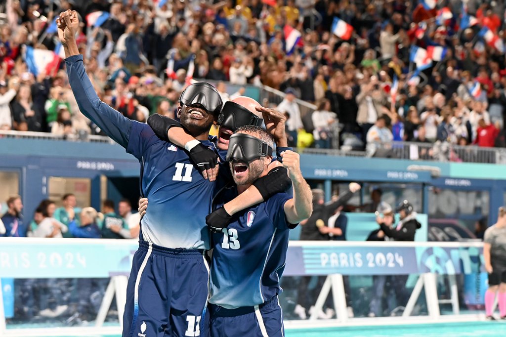 Blind Football athlete in action