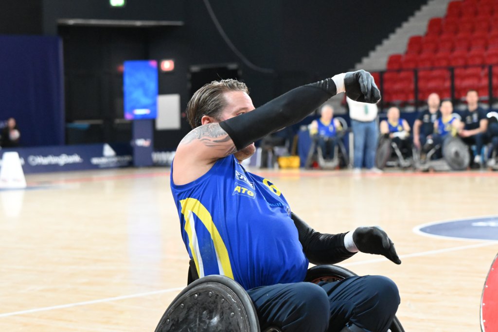 Wheelchair Rugby athlete in competition