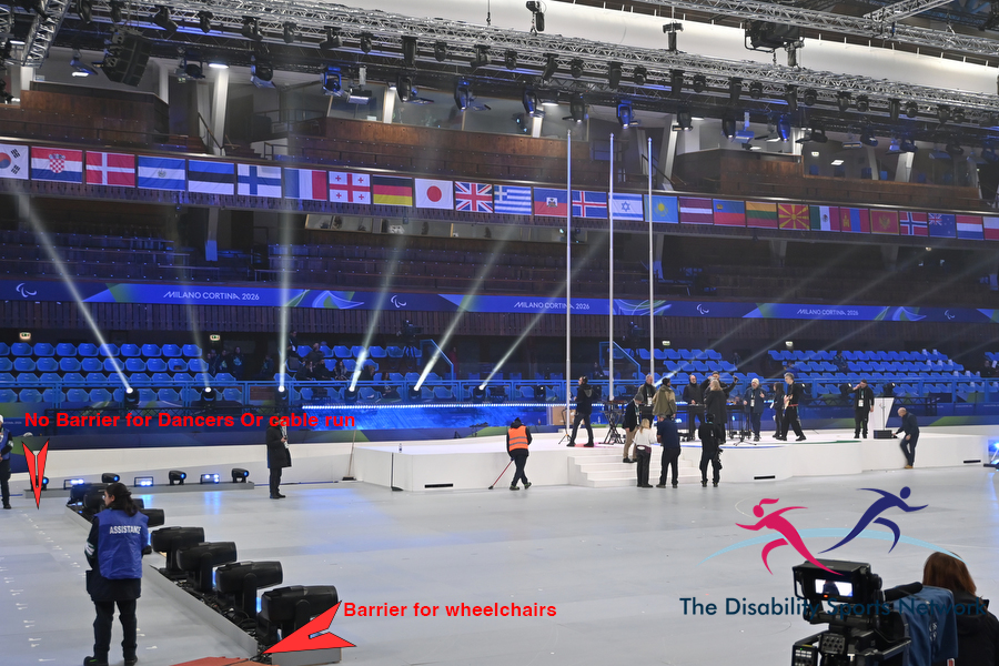 Barrier for wheelchairs but no barrier for dancers at closing ceremony