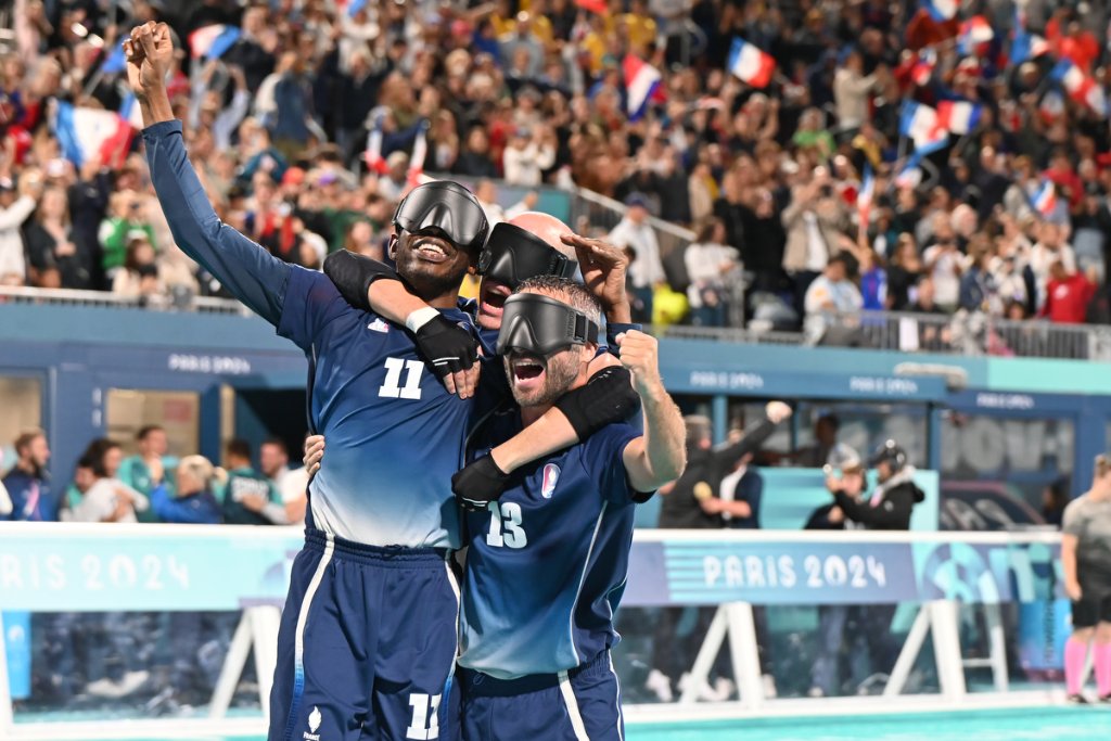 France blind football players celebrate gold in front of home crowd at Paris 2024 Paralympics