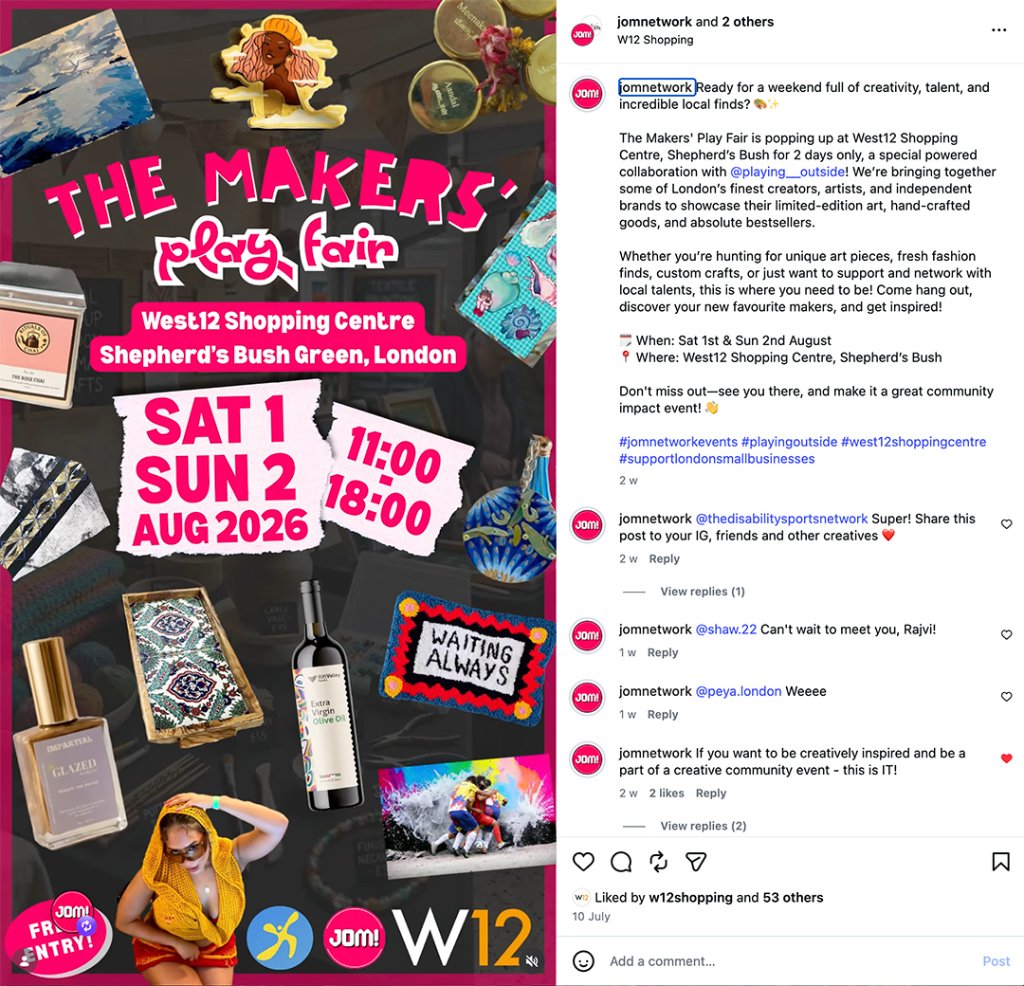 The Makers' Play Fair at West12 Shopping Centre — Saturday 1st & Sunday 2nd August, 11:00–18:00