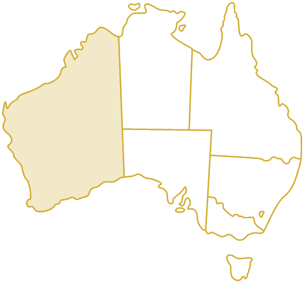 Australia delivery map — Western Australia highlighted