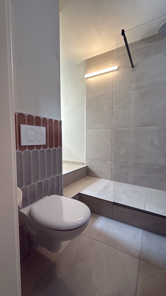 WC mit Terrakotta-Akzentwand