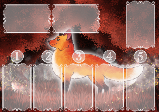 Spielbrett von Ghosttown mit Fuchs-Illustration.
