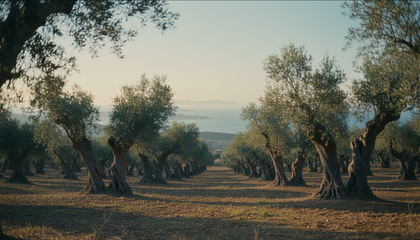Olive grove at dawn on the island of Kos