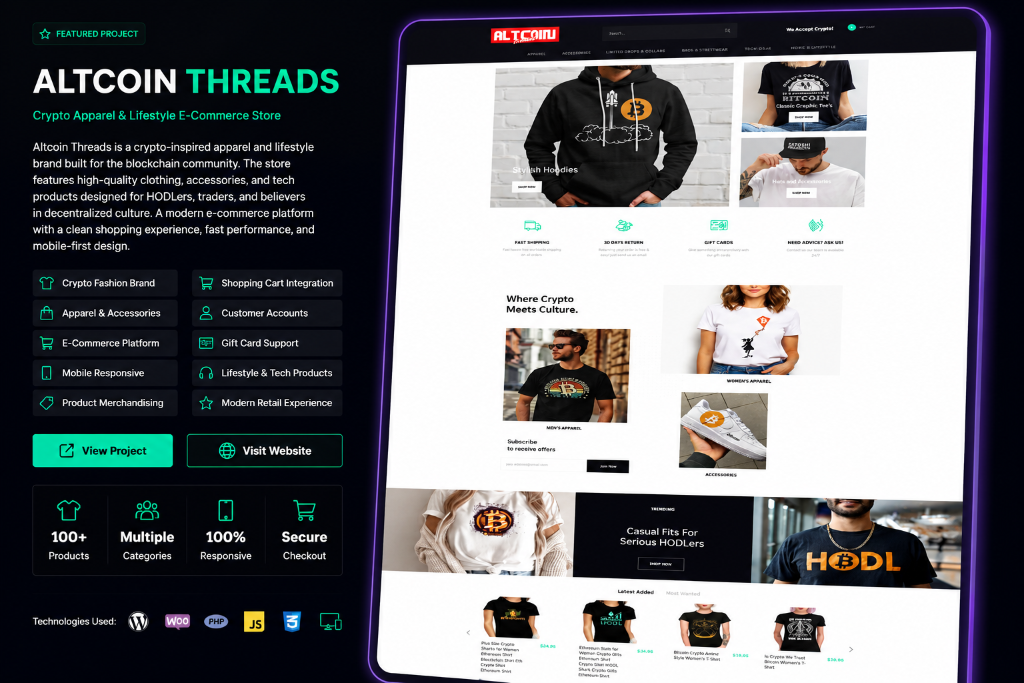 Altcoin Threads Crypto Apparel E-Commerce Store