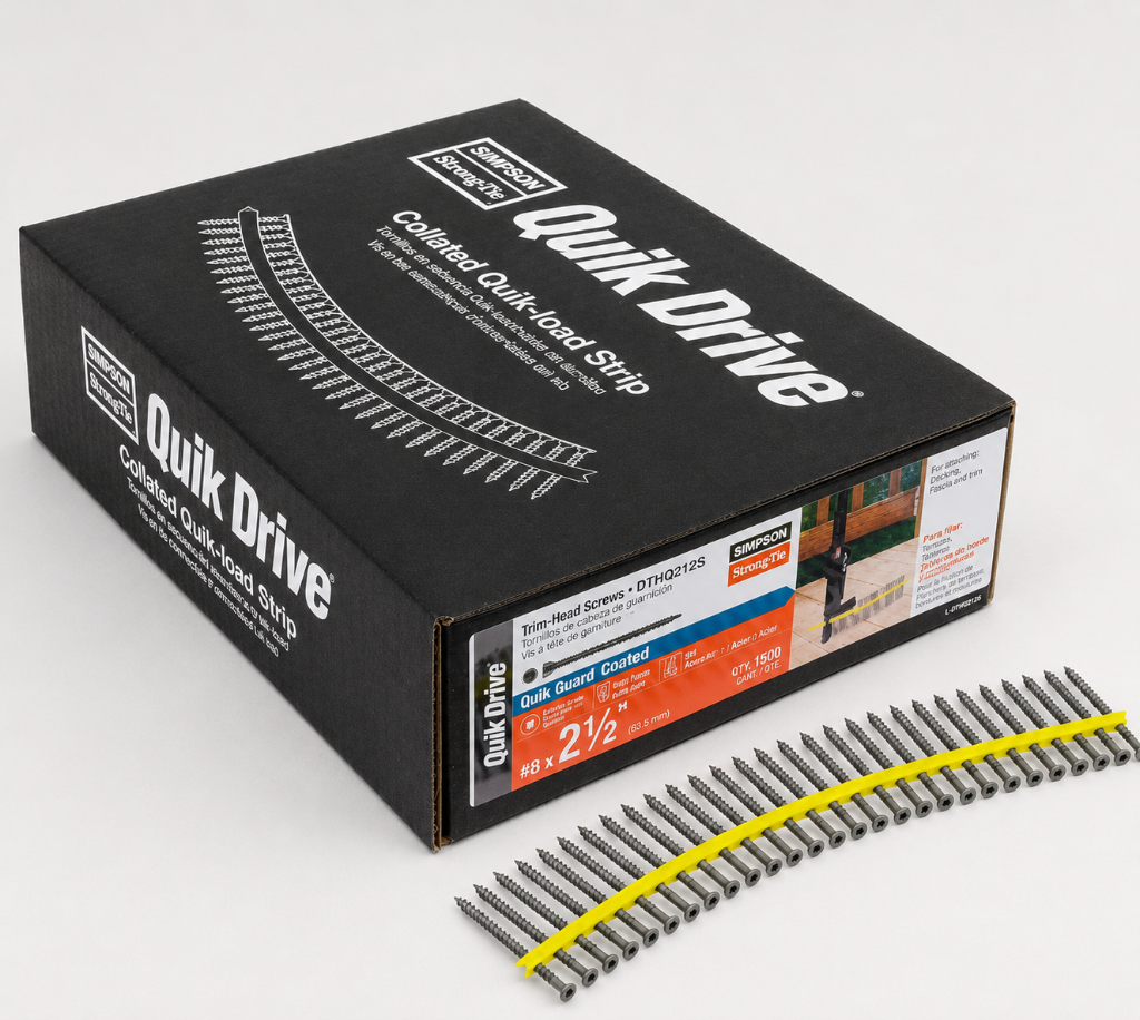 Simpson Strong-Tie DTHQ212S Trim Head Deck Screws 1.5M - DTHQ212S-1500 Quik Guard Coated Steel