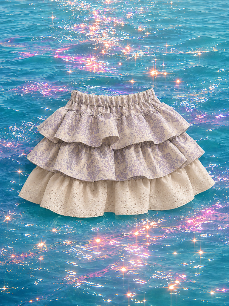 Lavender Brocade Ruffle Skirt