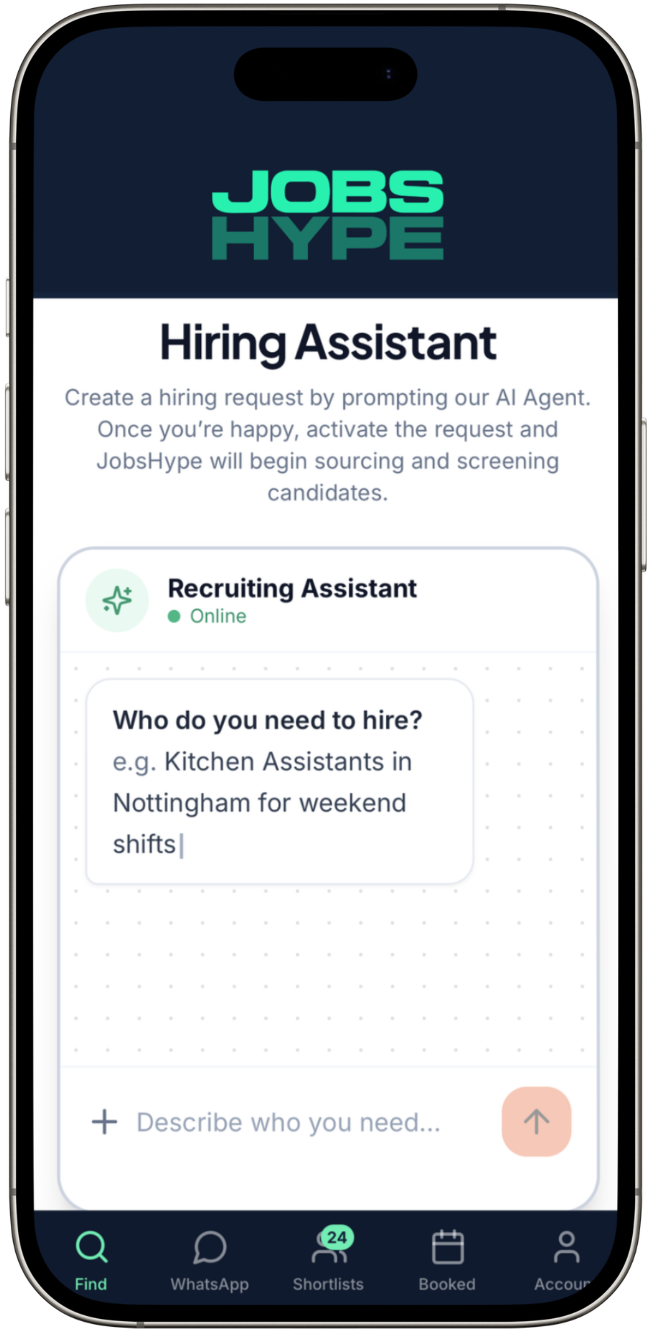 JobsHype Hiring Assistant mobile app