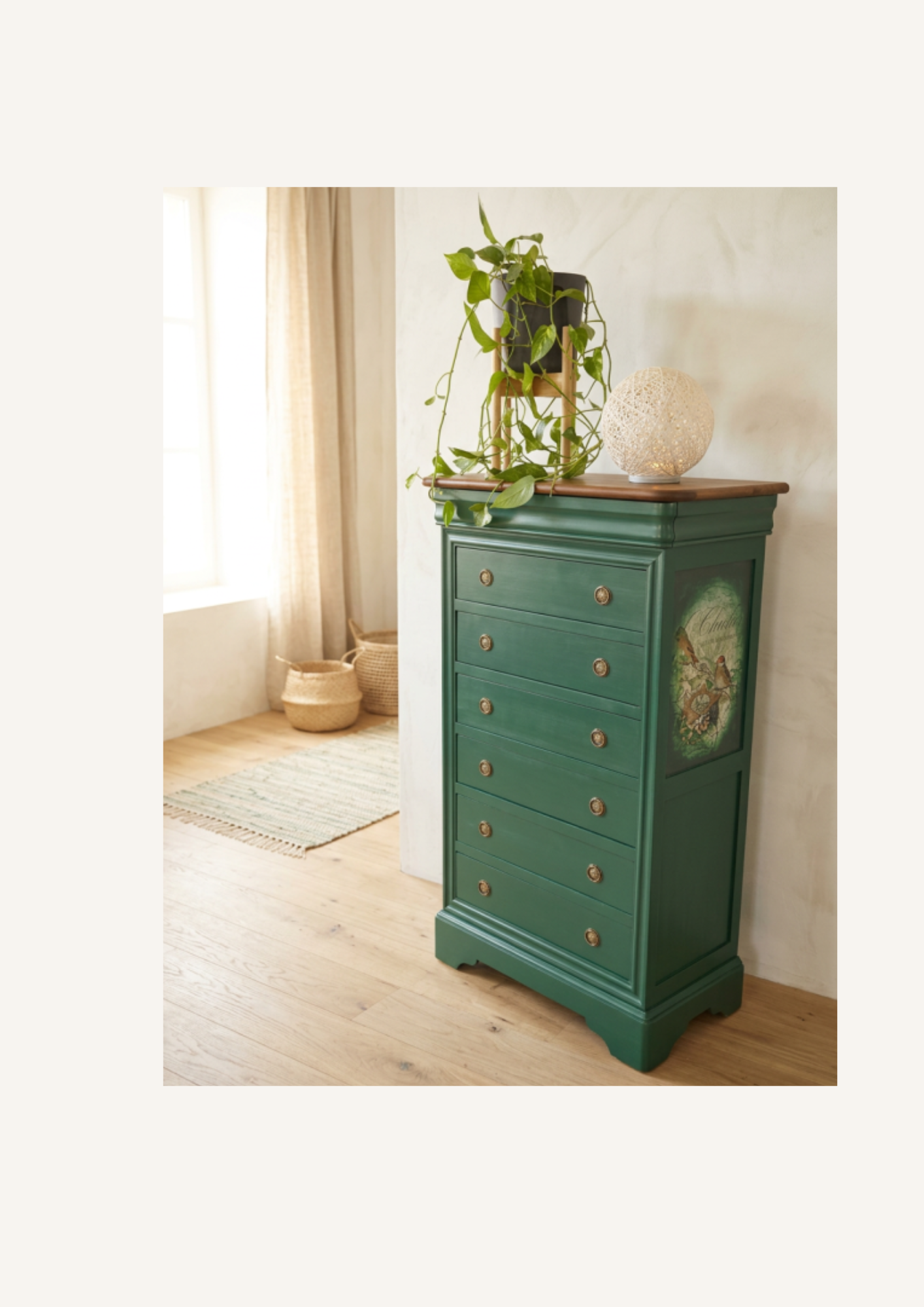 Commode verte style chalet