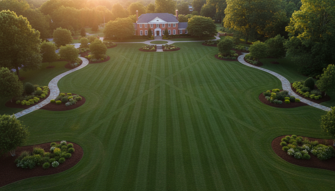 Professionally manicured lawn in Arlington Virginia by C&S Lawnscaping