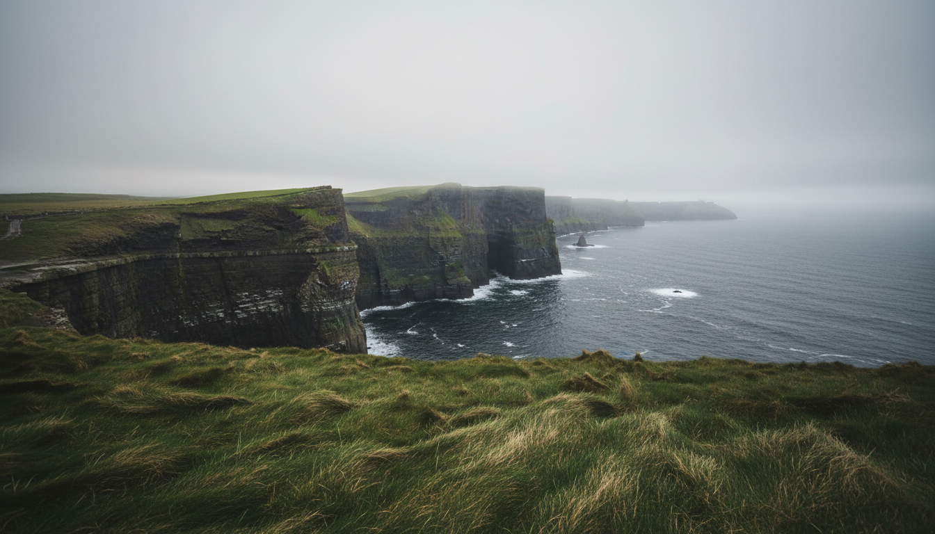 Dramatic Irish coastline at dawn