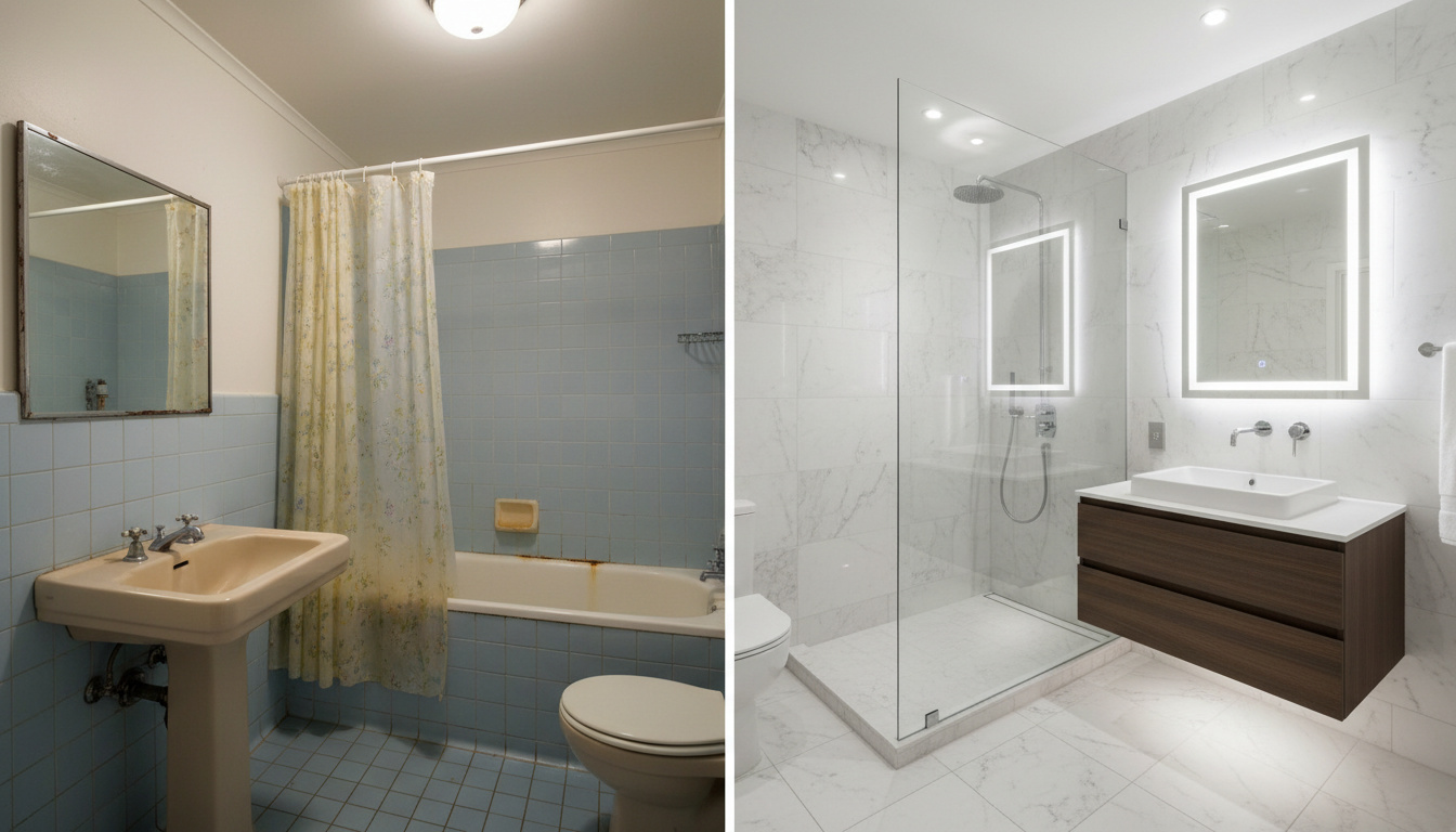 Bathroom before and after transformation