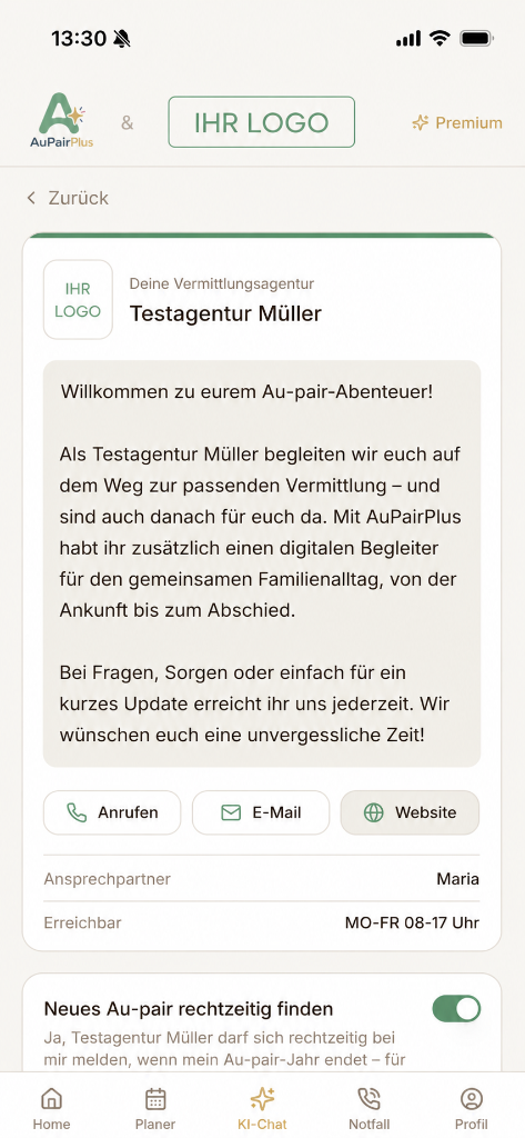 Agenturkarte in der App