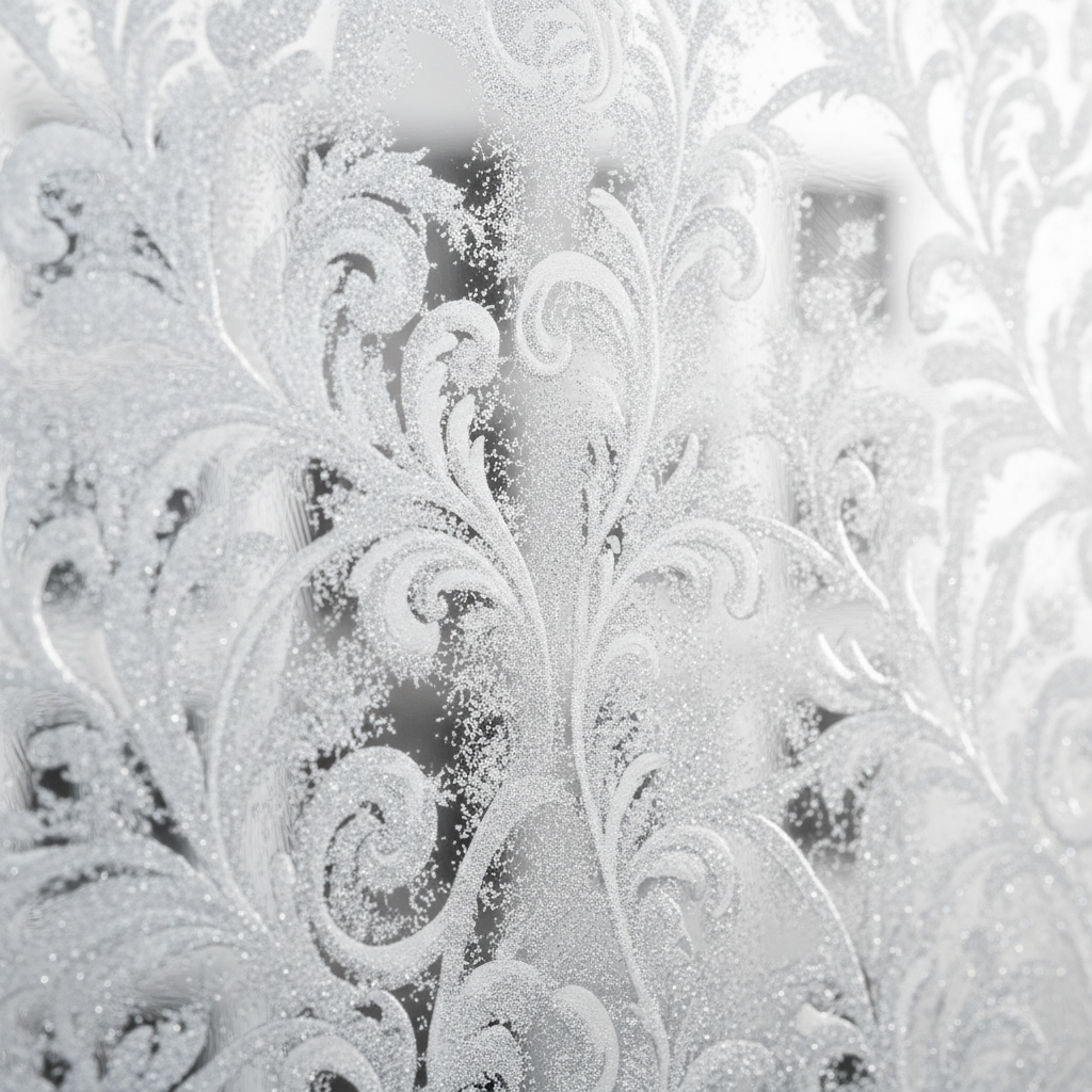 Macro close-up of frosted decorative window film texture