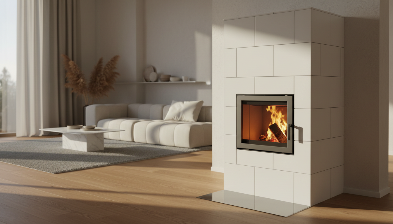 Modern ceramic stove in a cozy living room