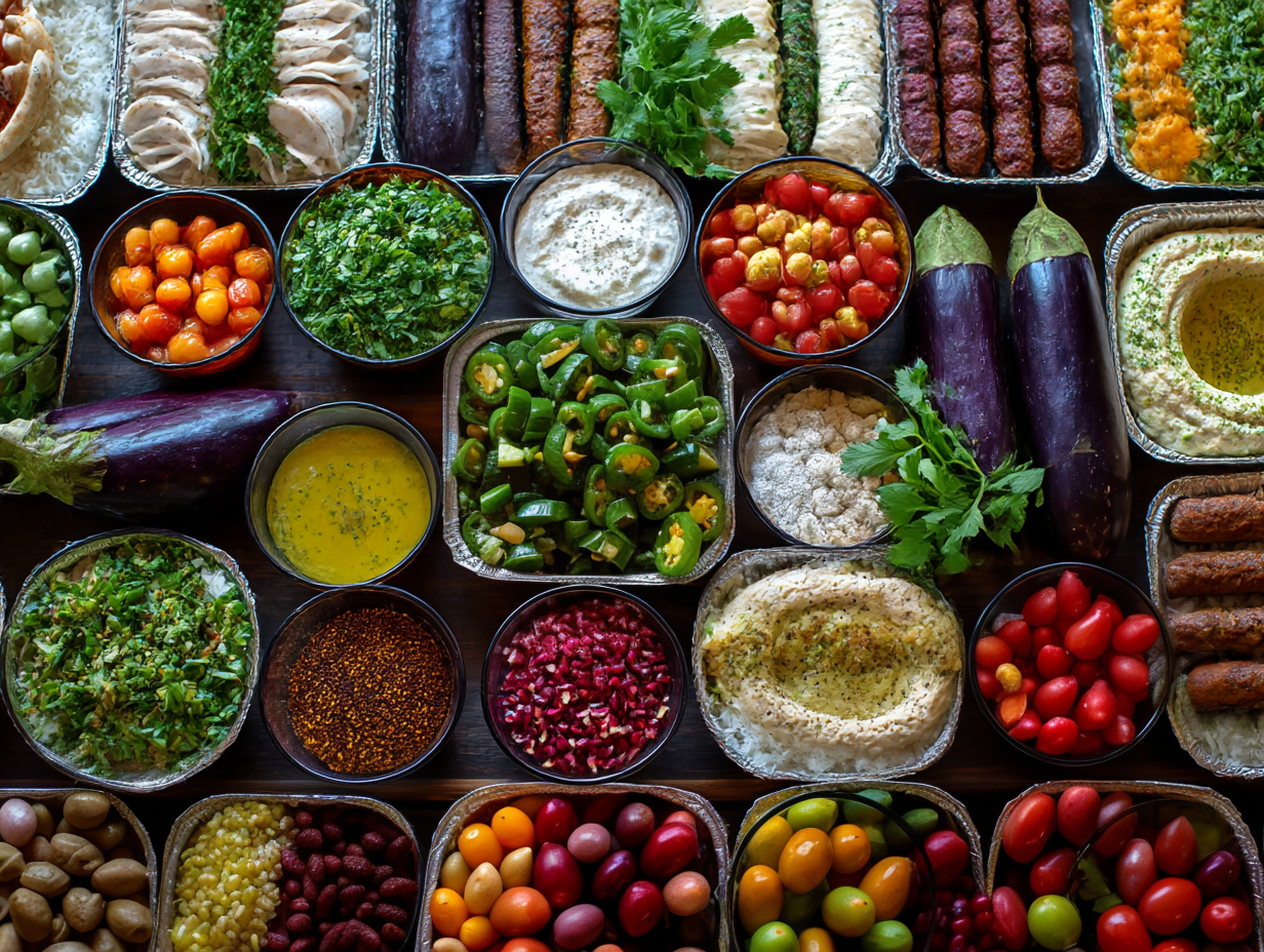 Pitamore Mediterranean catering menu spread