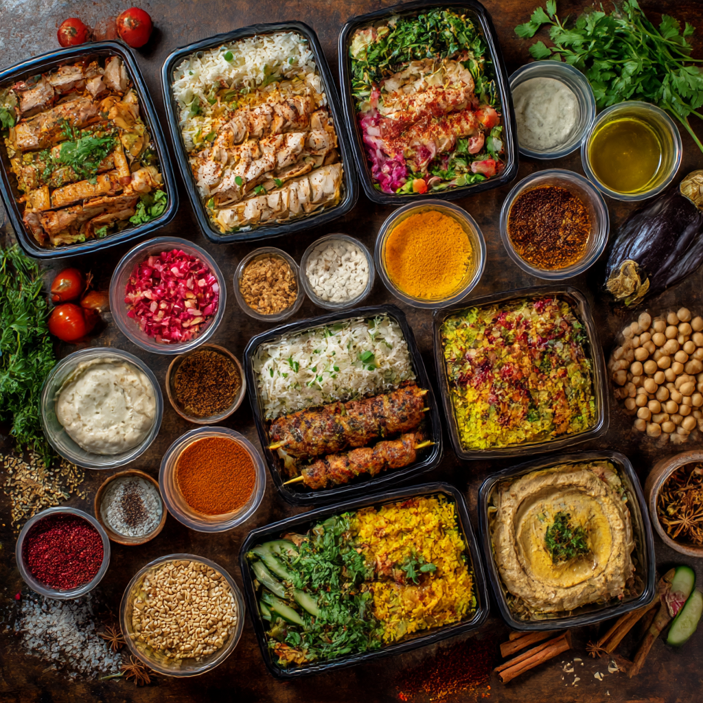 Mediterranean meal spread