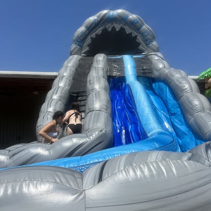 Guests lining up for an inflatable attraction at a Life Unlimited festival