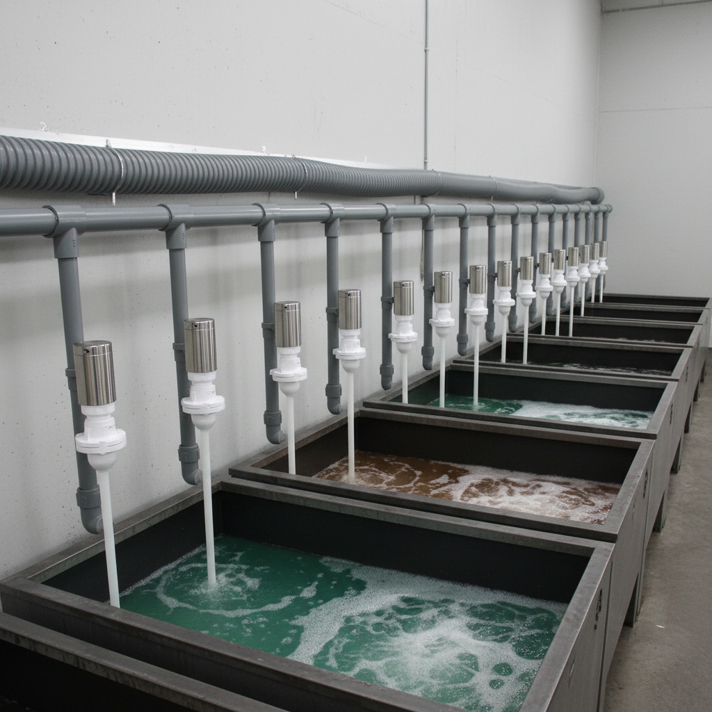CPVC piping with DN20 PTFE solenoid valves — auto tank fill