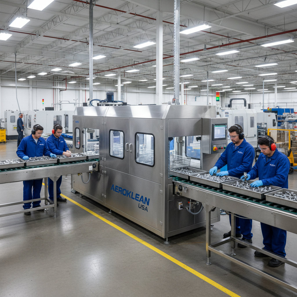 Roboclean in aerospace fastener production line with workers