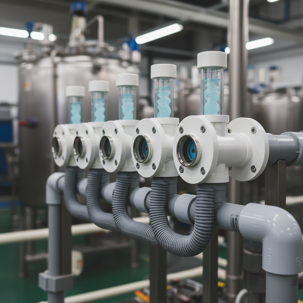 DN20 PTFE flanged flow meters on dosing manifold