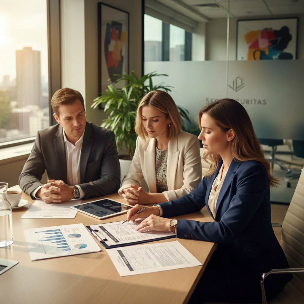Financial advisor explaining 1031 exchange to a couple