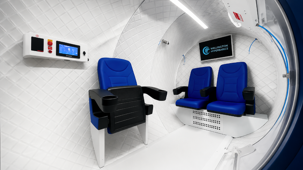 Interior of a Wellington Hyperbarics hard-shell chamber