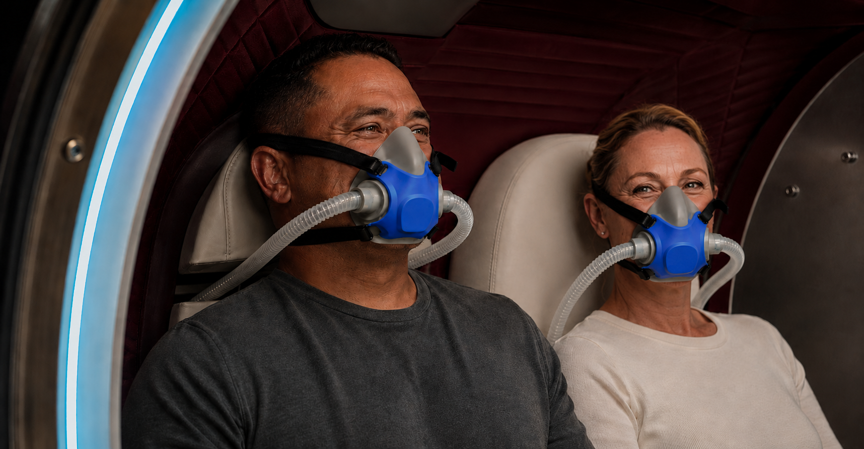 Patients receiving supervised treatment inside a Wellington Hyperbarics chamber